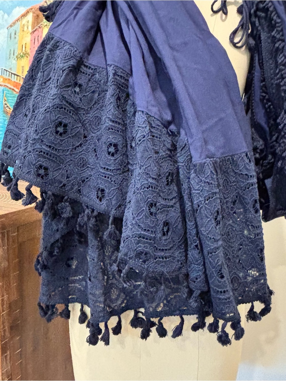 Cupshe Deep Navy V-Neck High-Low Midi Dress - Picture 7 of 10